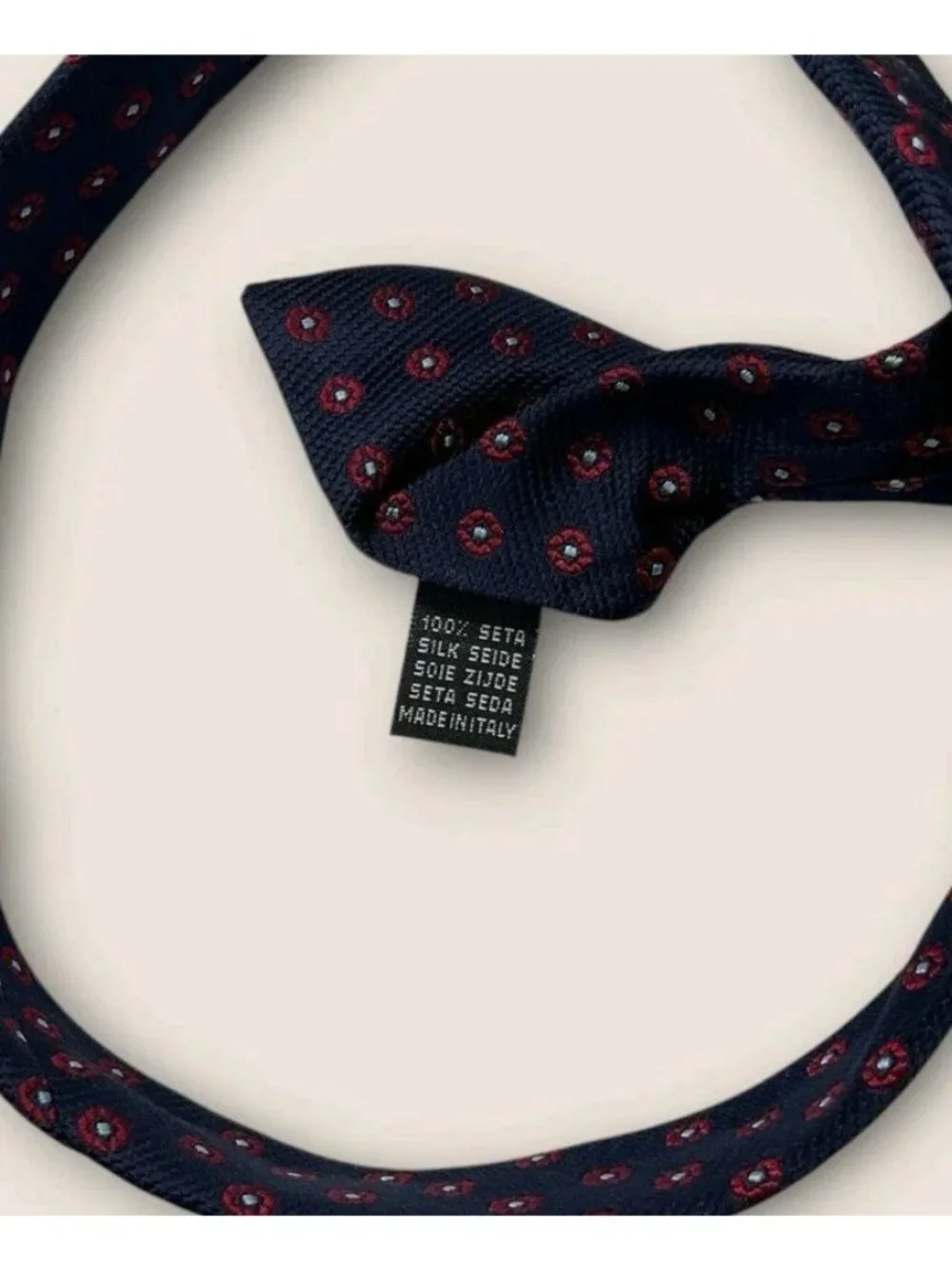 BOGGI Silk Tie ITALY XL Navy Burgundy Blue Floral W:3.6